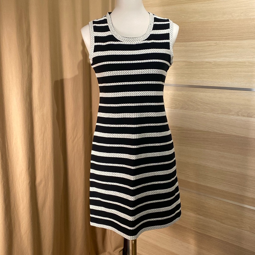 Max Studio Striped Cotton Dress Sleeveless Knit Casual Summer Dress Small